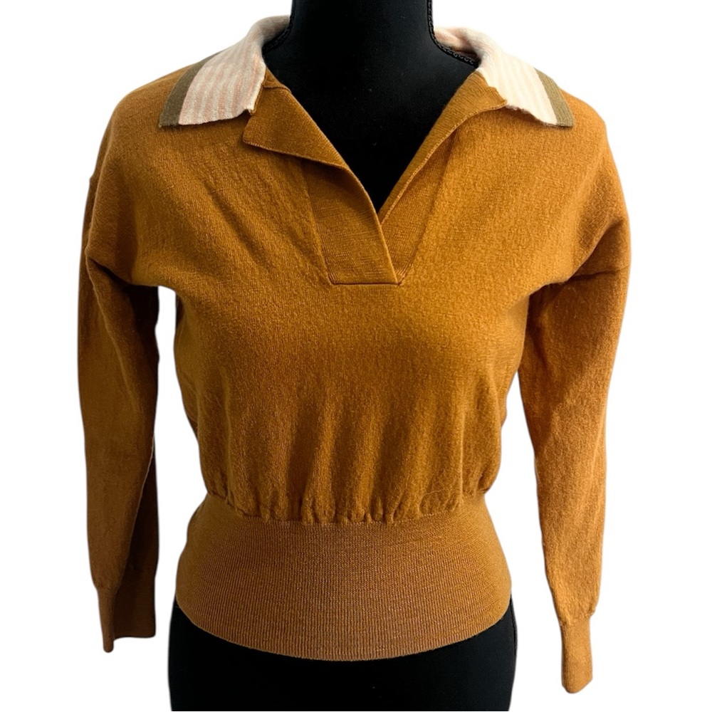 Madewell Wool V-Neck Mustard Sweater